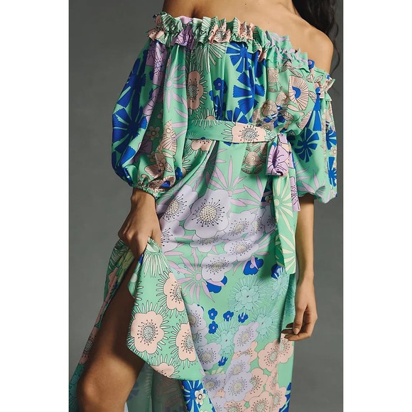 HTF nwt ANTHROPOLOGIE OOPSCOOL sz S Off the shoulder printed dress - Picture 4 of 6